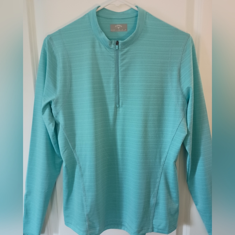 Callaway Golf Ladies M Opti-Dri Long Sleeve Turquoise Quarter-Zip Top